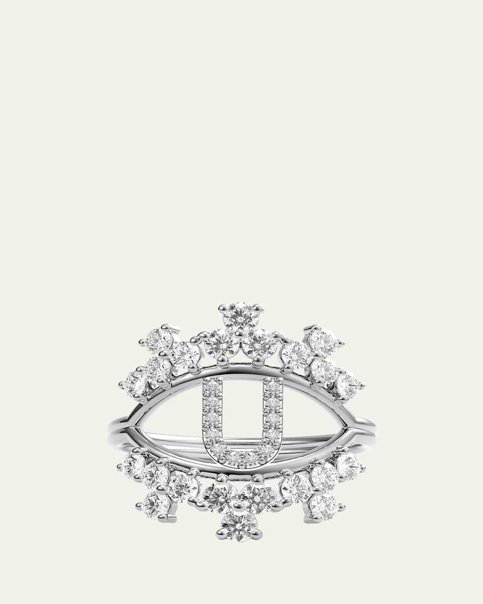 Sara 18K White Gold Diamond Ring, Letter